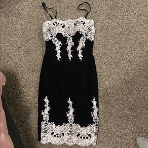 Haute Monde Black Dress with White Lace